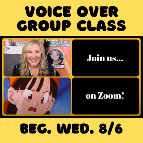 5-Week Intro to Voiceover - Zoom Acting Class Beg 8/6/25 with Elise Baughman