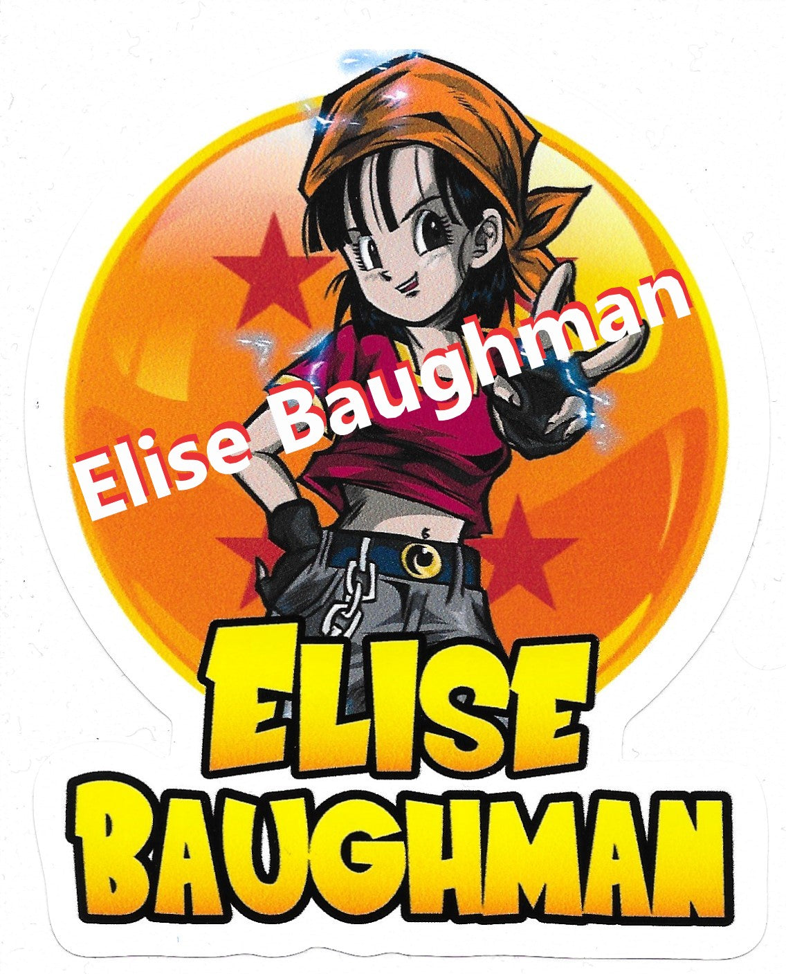 Elise Baughman Autograph Sticker 3.5x4.5 - “Pan w/Dragon Ball”
